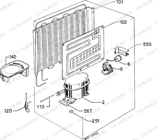 Взрыв-схема холодильника Zanussi DR56L/C - Схема узла Cooling system 017